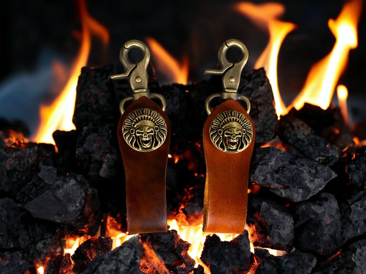 Handmade Leather Keychain / Biker Leather Keychain / Vegetable tanned leather keychain