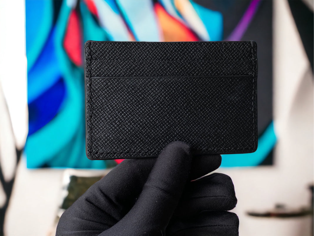 Custom Black Cowhide Card Holder