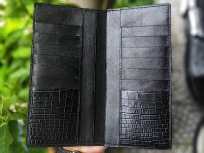 Black Alligator Leather Long Wallet