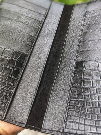 Black Alligator Leather Long Wallet