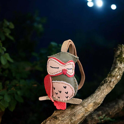 Keychain Wise Owl Leather Charm