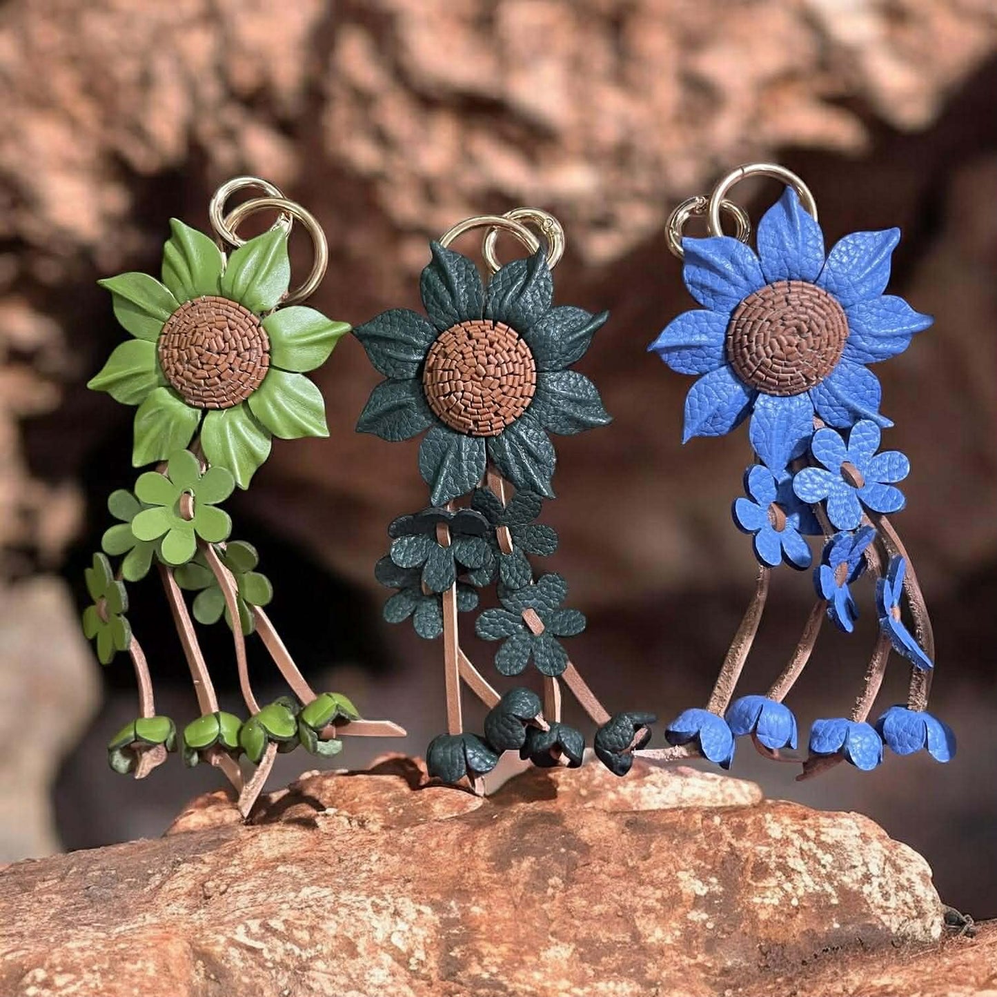Keychain Floral Leather Charm
