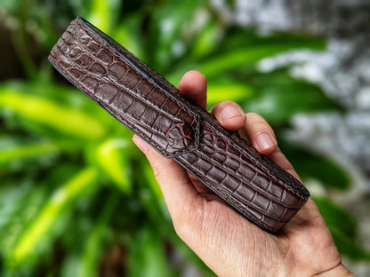 Brown Alligator Pen Case