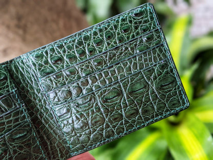 Custom Green Alligator Leather Wallet