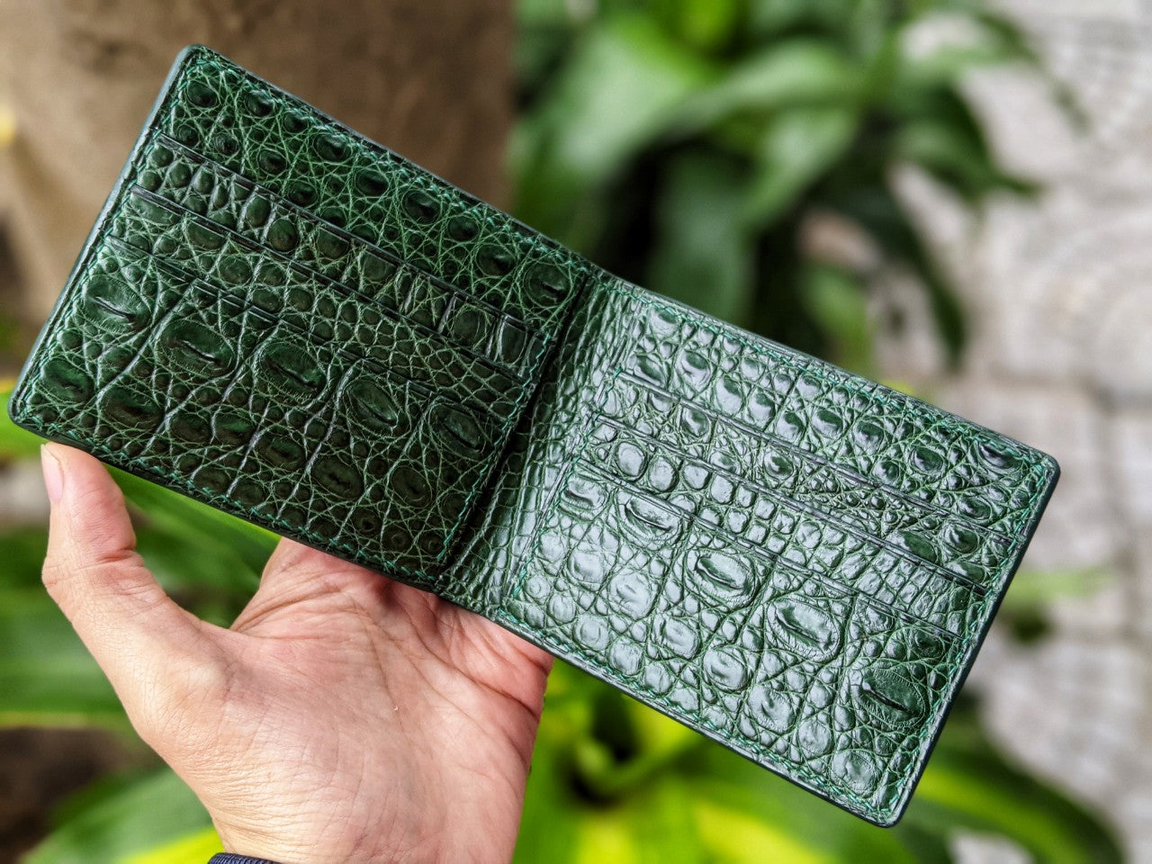 Custom Green Alligator Leather Wallet