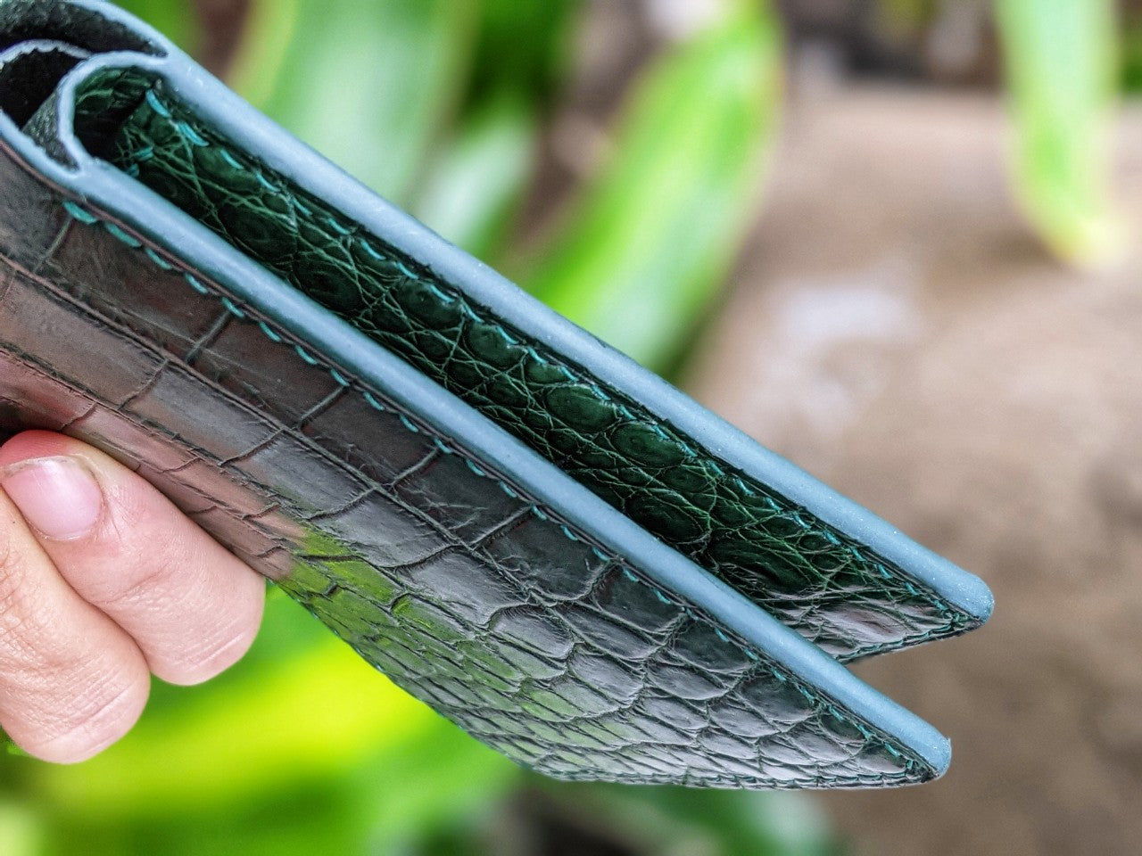 Custom Green Alligator Leather Wallet