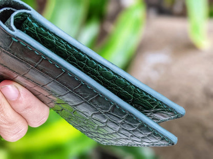 Custom Green Alligator Leather Wallet