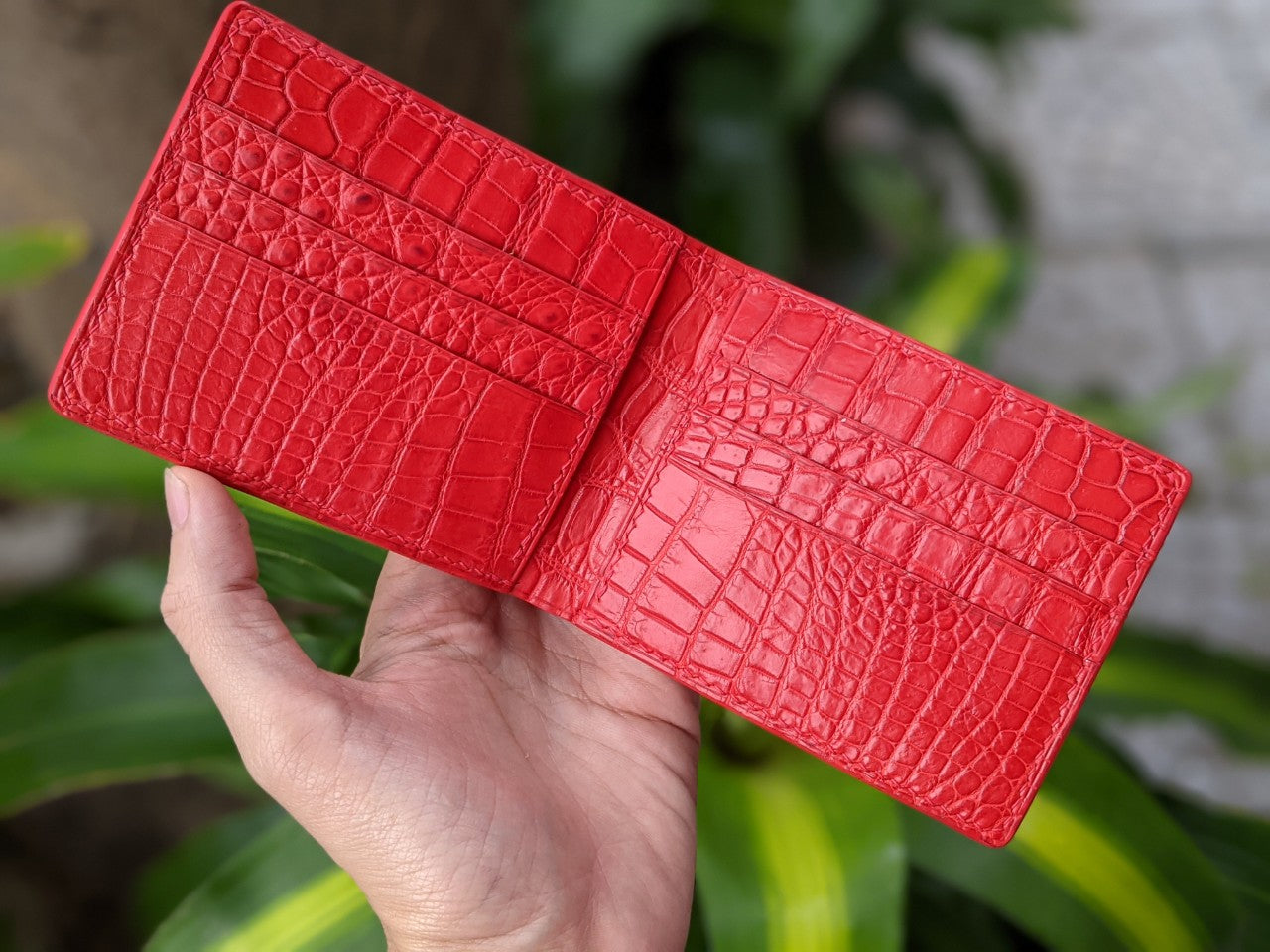 Custom Red Alligator Leather Wallet