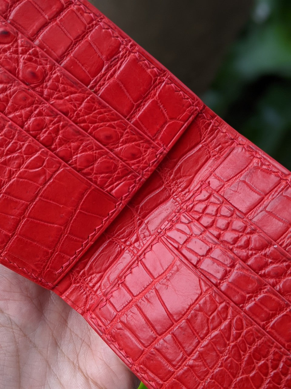 Custom Red Alligator Leather Wallet