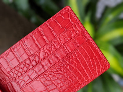 Custom Red Alligator Leather Wallet