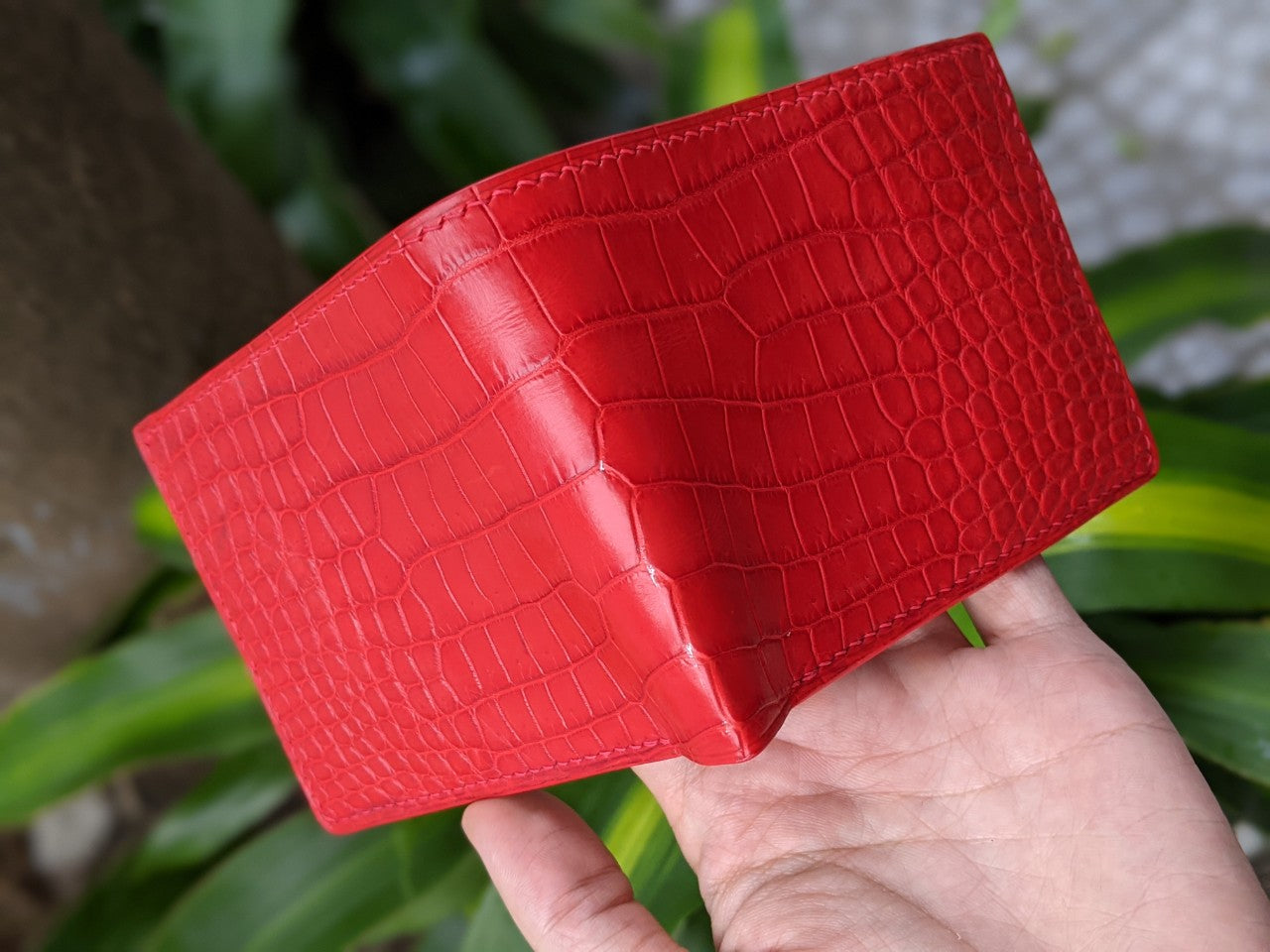 Custom Red Alligator Leather Wallet