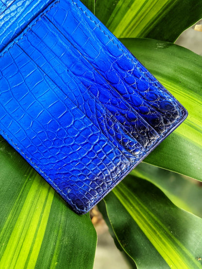 Custom Patina Blue Alligator Leather Wallet