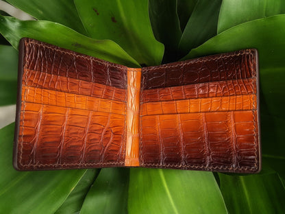 Custom Patina Dark Amber Alligator Leather Wallet