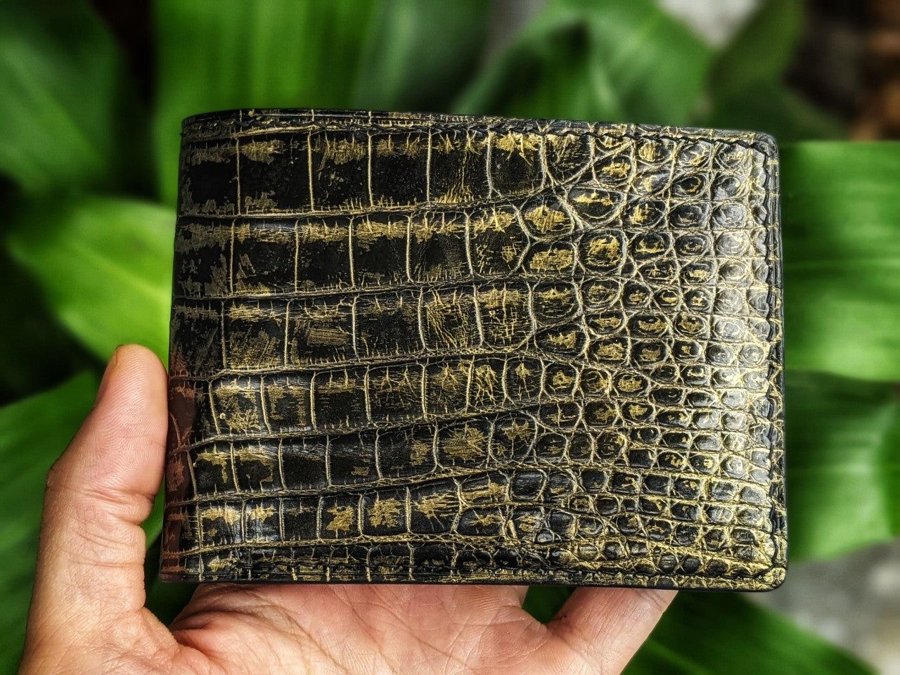 Custom Black Mix Gold Alligator Leather Wallet