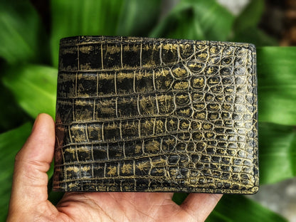 Custom Black Mix Gold Alligator Leather Wallet
