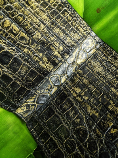 Custom Black Mix Gold Alligator Leather Wallet