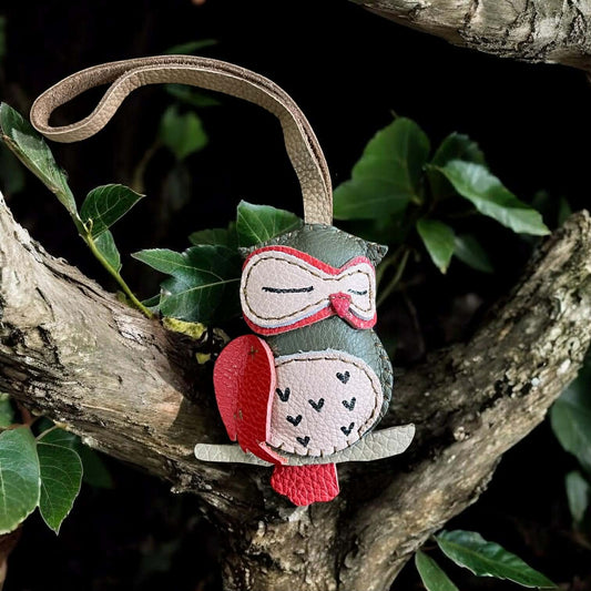 Keychain Wise Owl Leather Charm