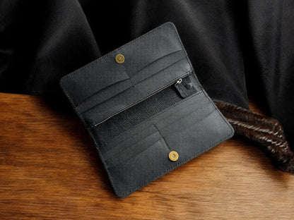 Santa Muerte Leather Carving Long Wallet