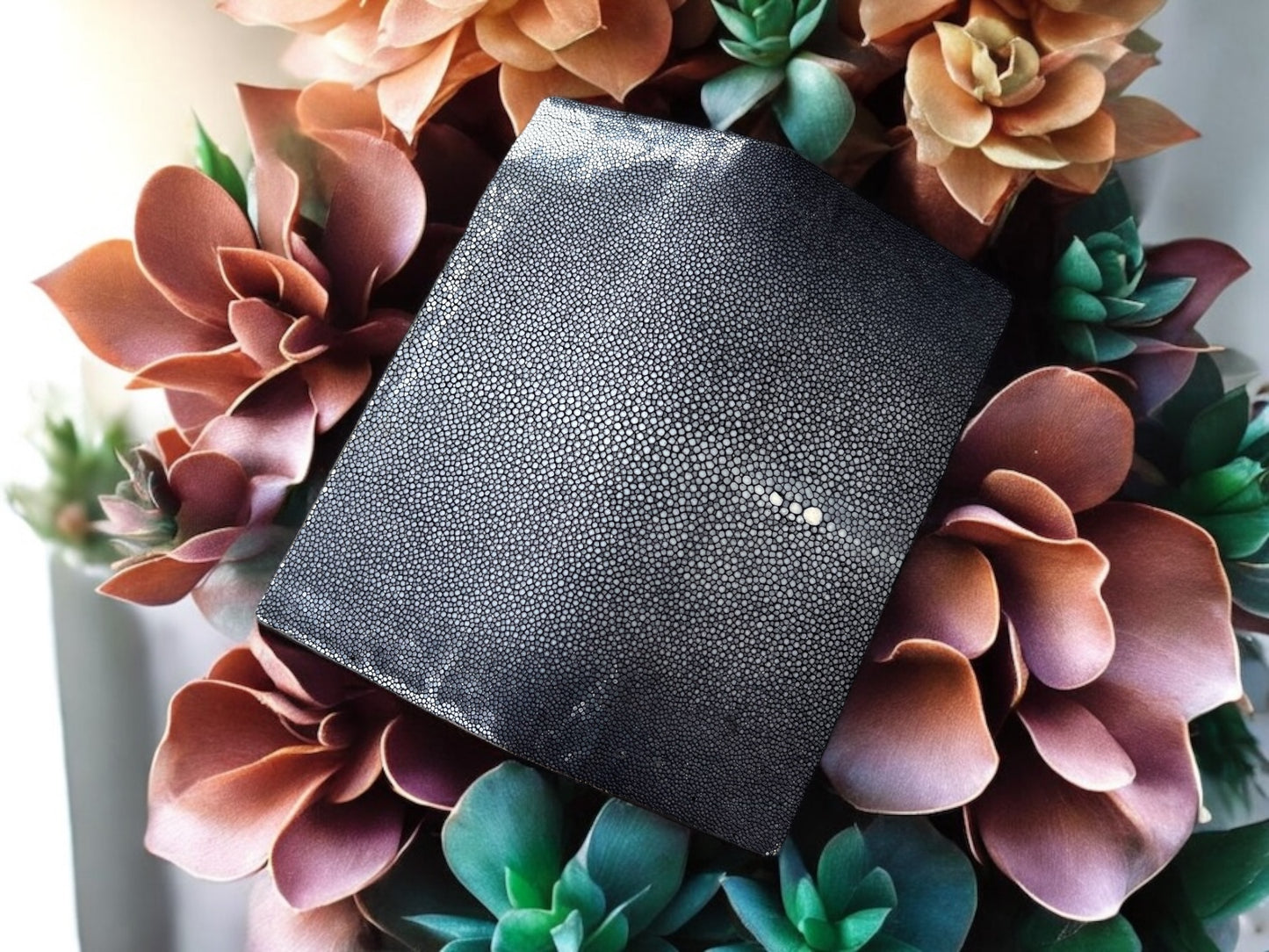 Black Stingray Leather Long Wallet