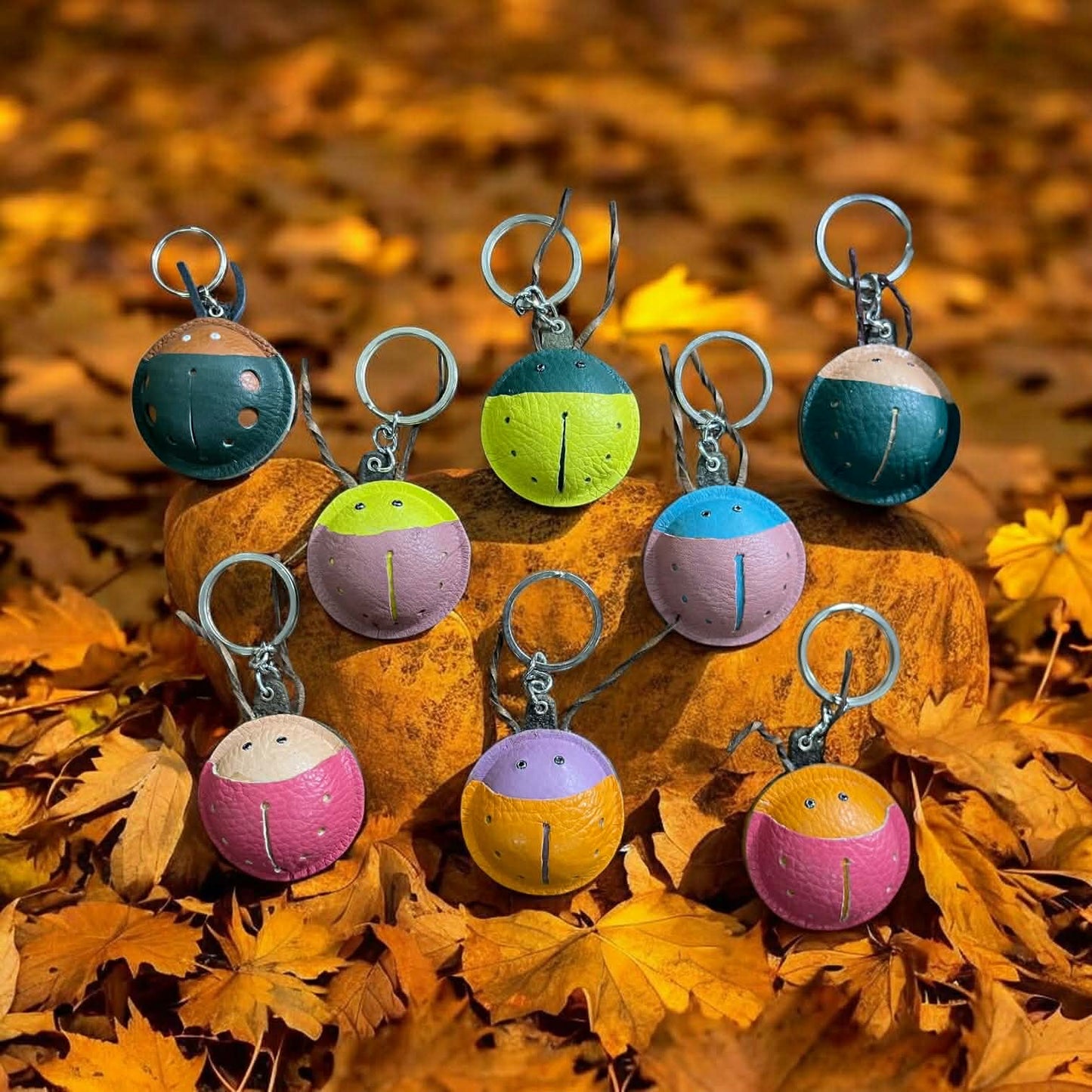 Keychain Beetle Creature Leather Charm