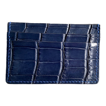 Navy Blue Alligator Card Holder