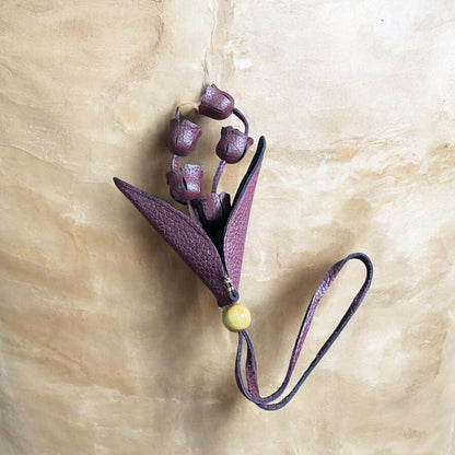 Keychain Lily of the Valley Leather Charm