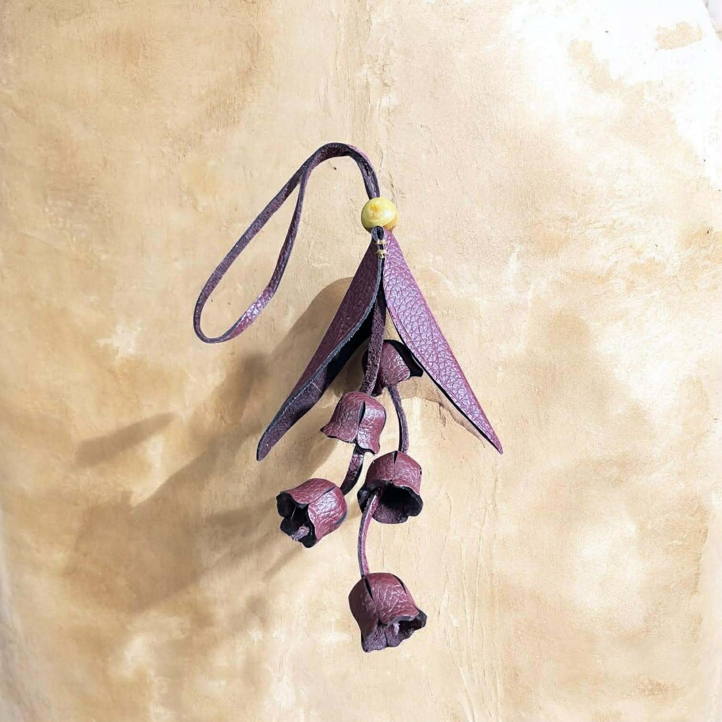 Keychain Lily of the Valley Leather Charm