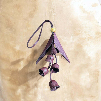 Keychain Lily of the Valley Leather Charm