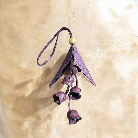 Keychain Lily of the Valley Leather Charm