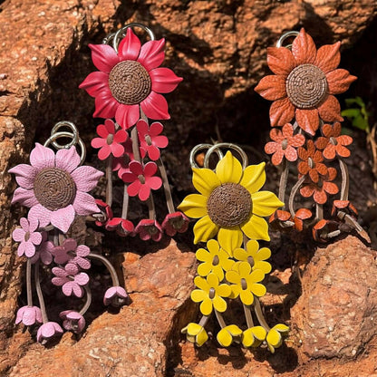 Keychain Floral Leather Charm