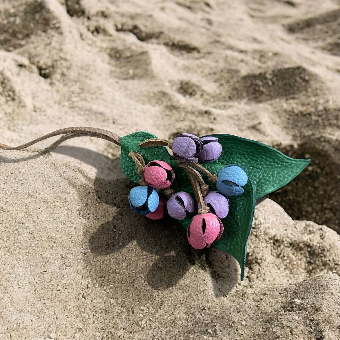 Keychain Berry Cluster Leather Charm