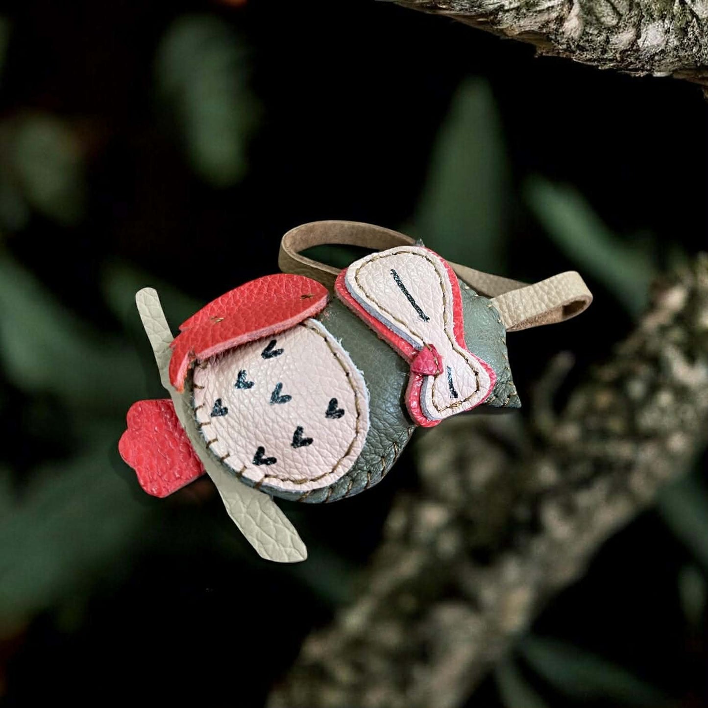 Keychain Wise Owl Leather Charm