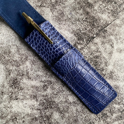 Navy Blue Alligator Pen Case
