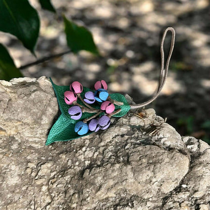Keychain Berry Cluster Leather Charm