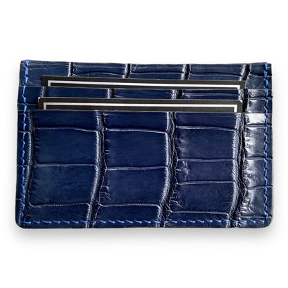 Navy Blue Alligator Card Holder