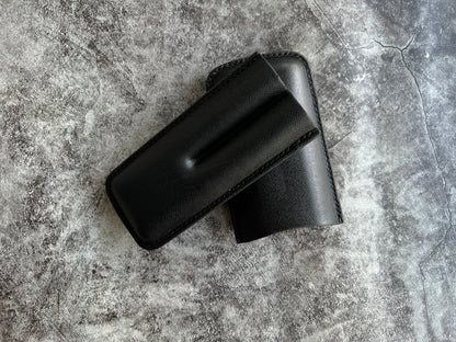 Handmade Black Leather Cigar Case, Leather Cigar Humidor, 2 to 3 Tubes Cigar Case