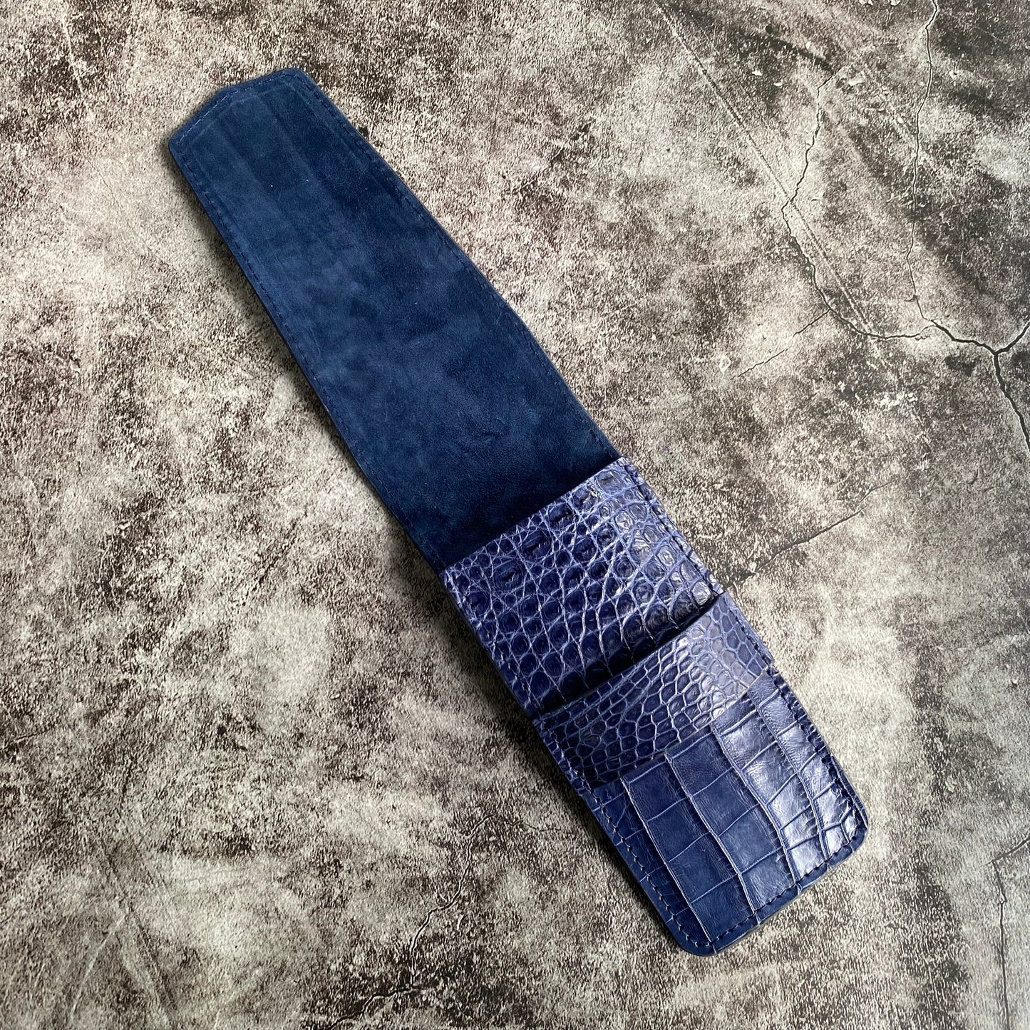 Navy Blue Alligator Pen Case