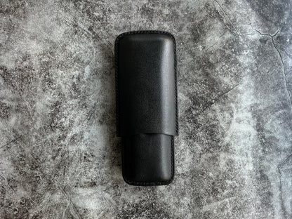 Handmade Black Leather Cigar Case, Leather Cigar Humidor, 2 to 3 Tubes Cigar Case