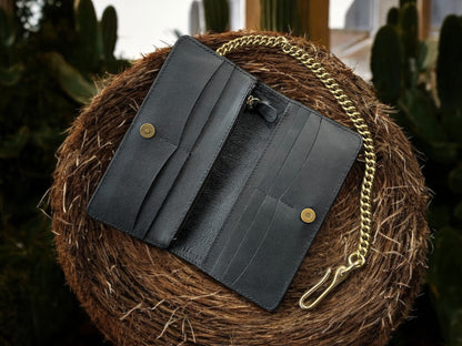 Skull Joker Leather Carving Long Wallet
