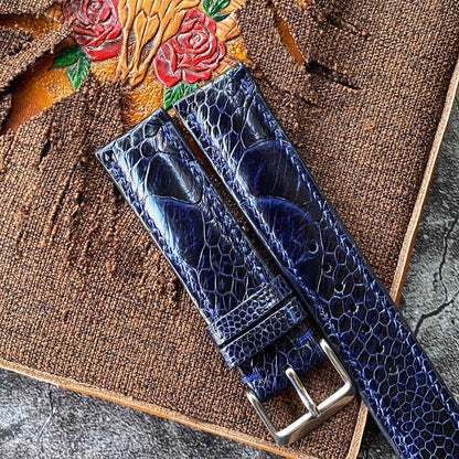 Navy Blue Ostrich Leg Watch Straps