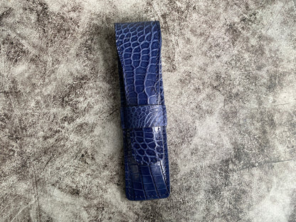 Navy Blue Alligator Pen Case