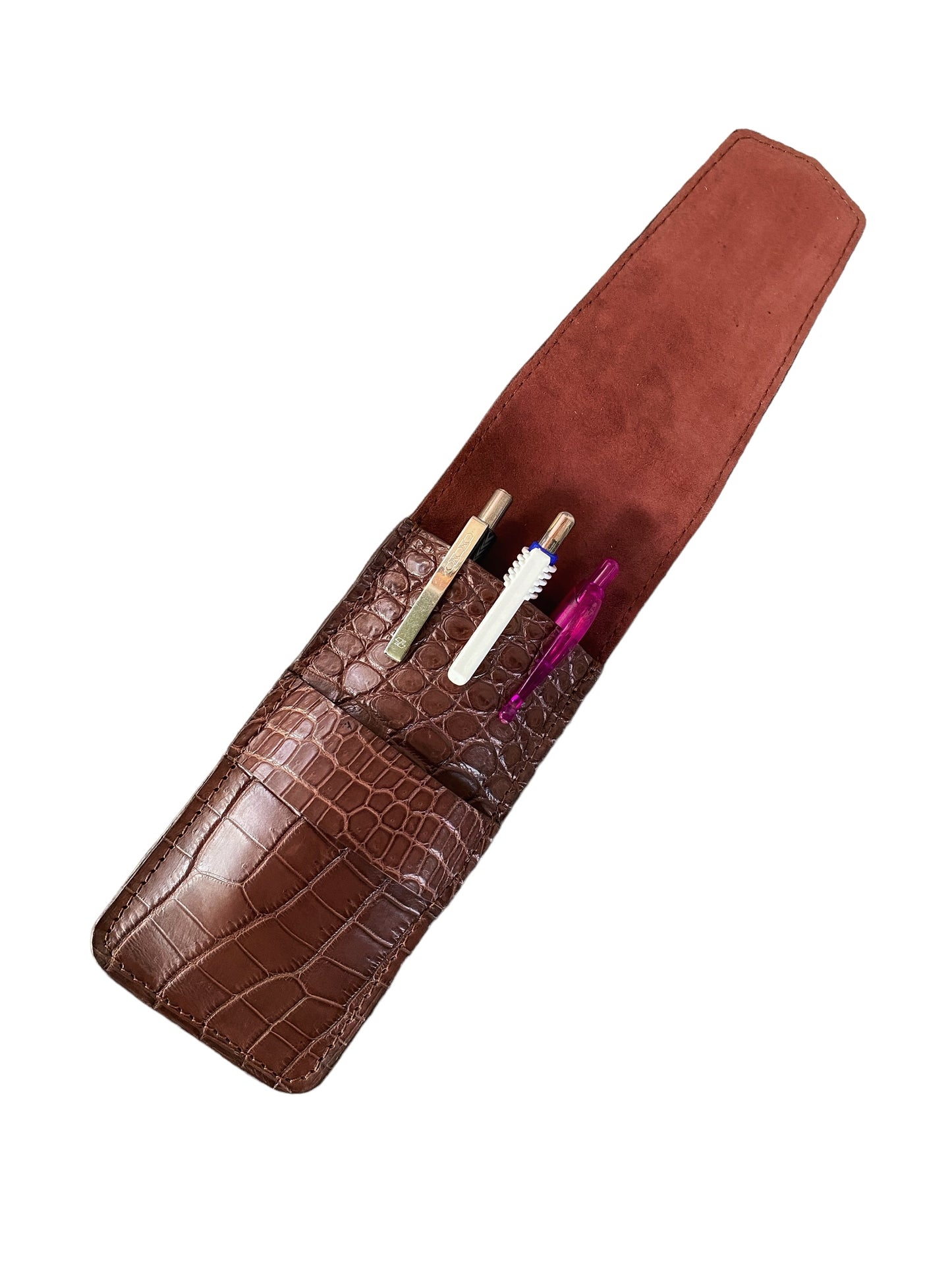 Brown Alligator Pen Case