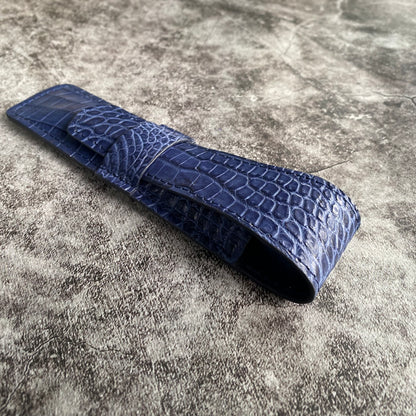Navy Blue Alligator Pen Case