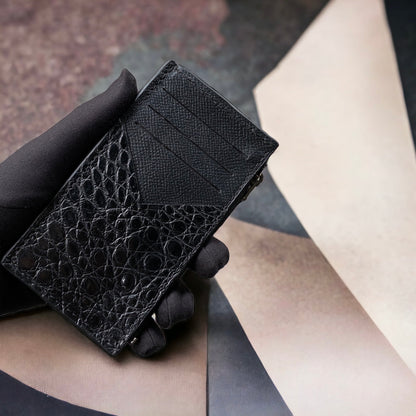 Custom Black Alligator Zipper Card Holder
