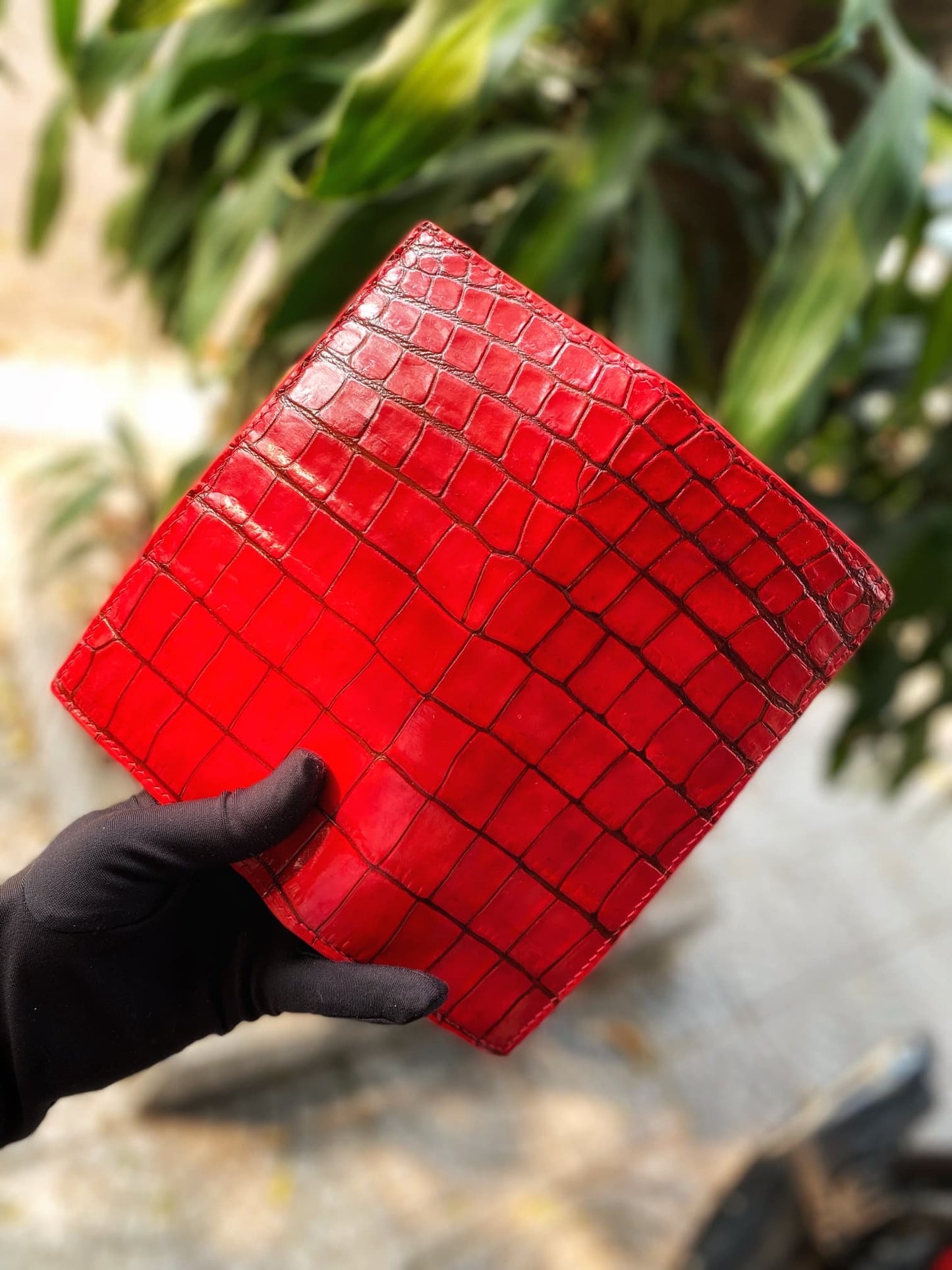 Custom Red Alligator Long Wallet
