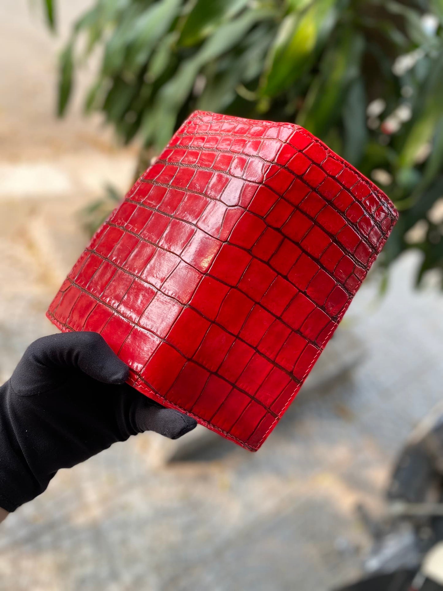 Custom Red Alligator Long Wallet