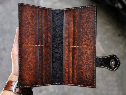 Custom Hand-Carved Wolf Long Wallet