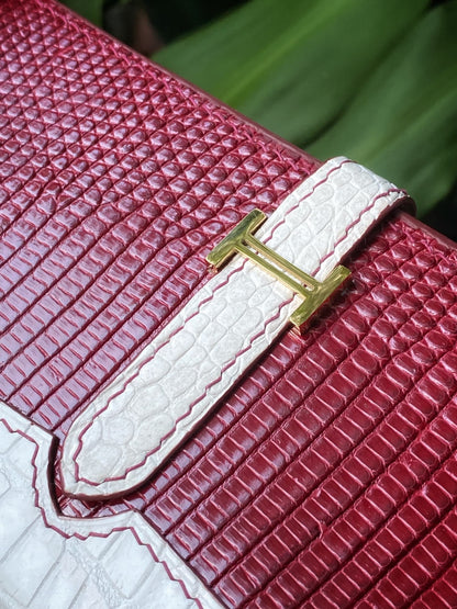 Custom Red Lizard Mix Himalaya Alligator Long Wallet