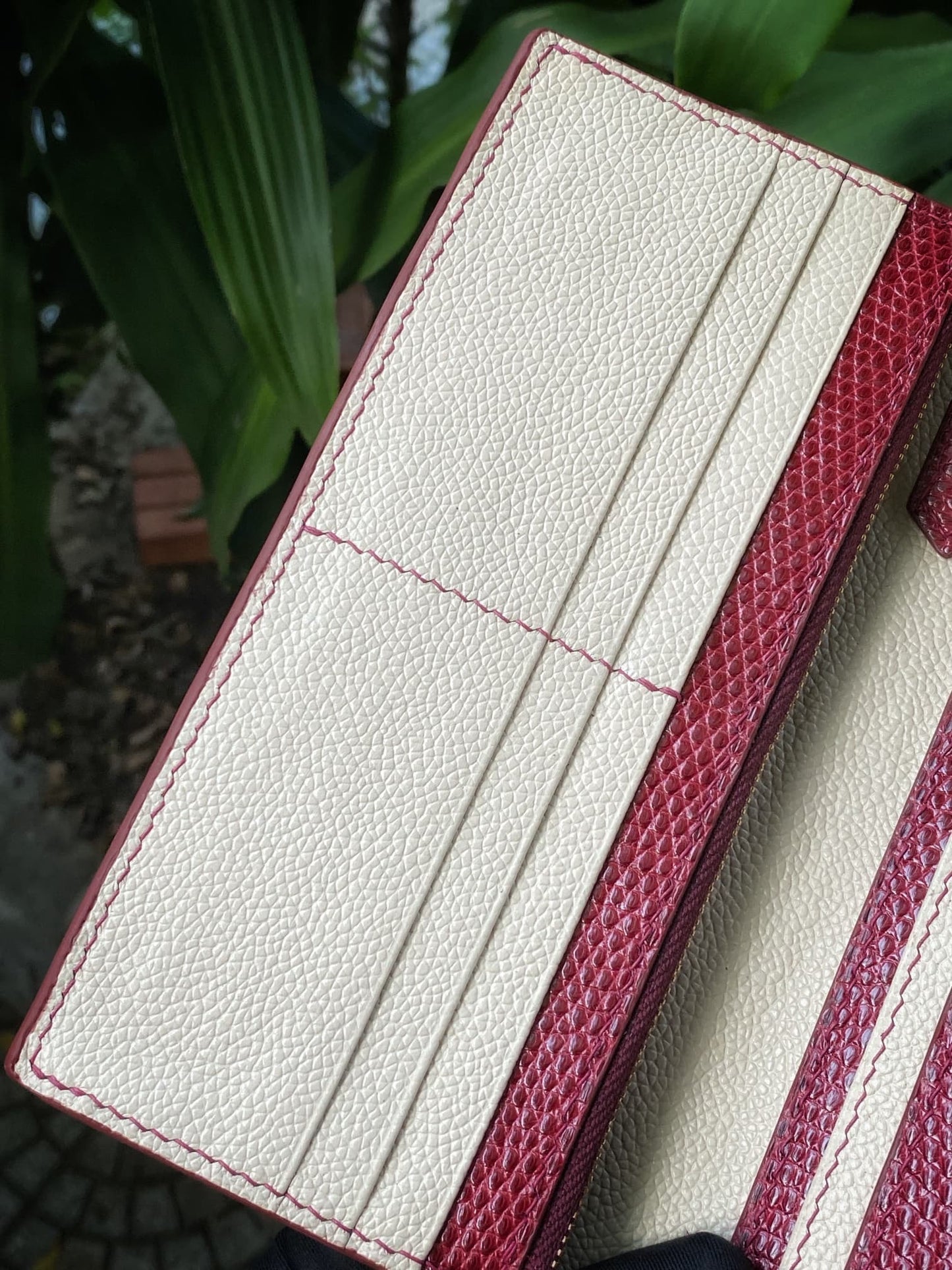 Custom Red Lizard Mix Himalaya Alligator Long Wallet