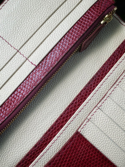 Custom Red Lizard Mix Himalaya Alligator Long Wallet